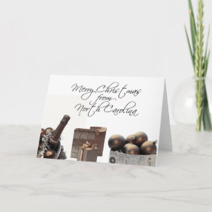 Carte de Noël de Caroline du Nord avec ornements