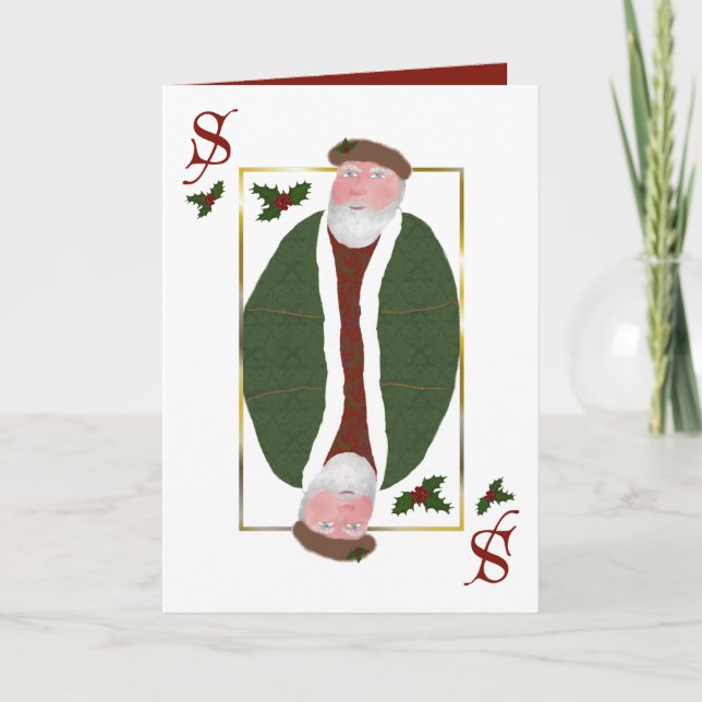 Carte de Noël de carte de jeu du père noël (Devant)