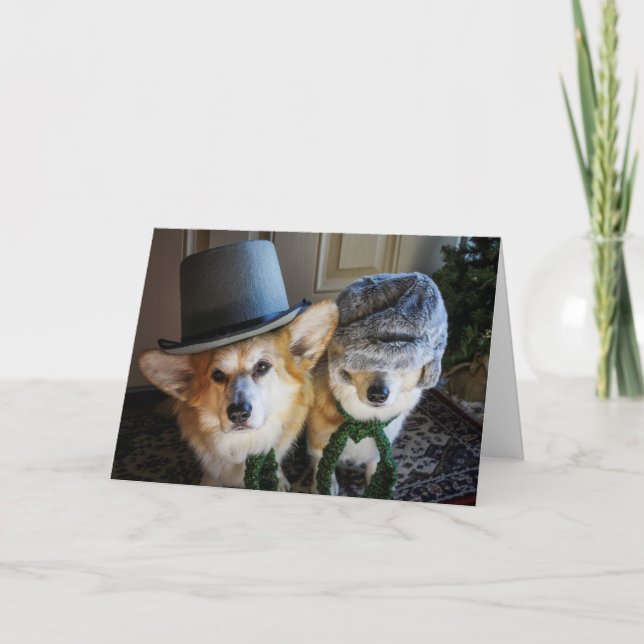 Carte de Noël de chanteurs de Noël Corgi (Devant)