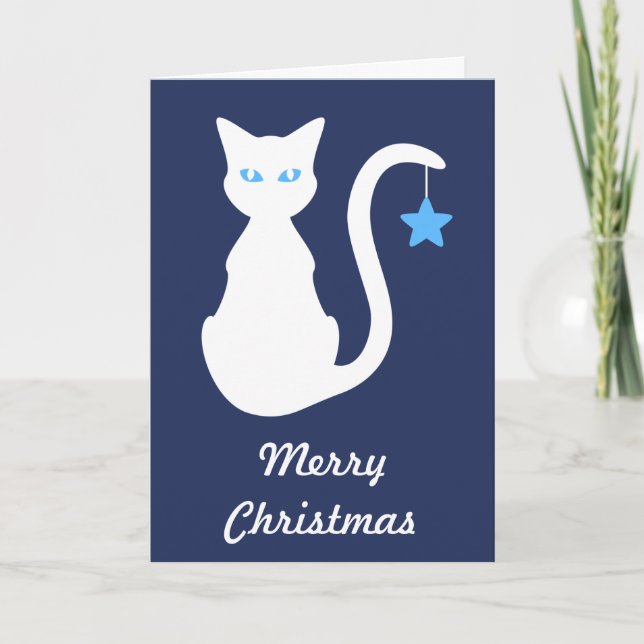 Carte de Noël de chat blanc (Devant)