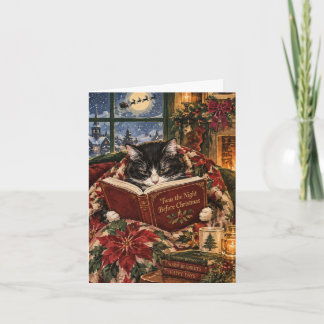 Carte de Noël de chat de Noël confortable Tuxedo C