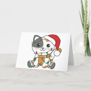 Carte de Noël de chat d'hiver de Noël Animaux Chat