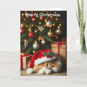 Carte de Noël de chat duveteux