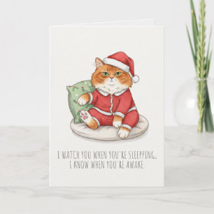 Carte de Noël de chat grincheux drôle