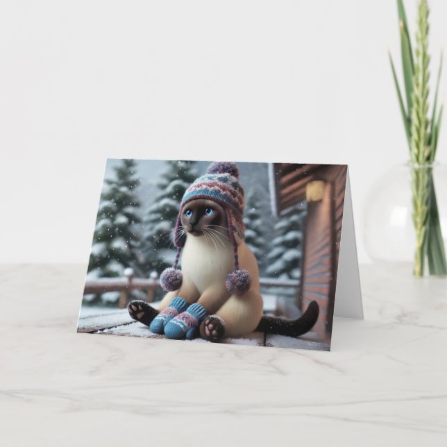 Carte de Noël de chat siamois (Devant)