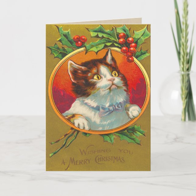Carte de Noël de chat victorien (Devant)