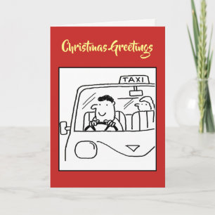 Carte de Noël de chauffeur de taxi ou de location