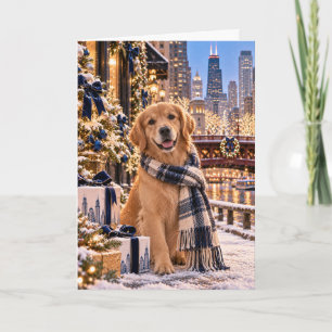 Carte de Noël de Chicago avec Retriever doré