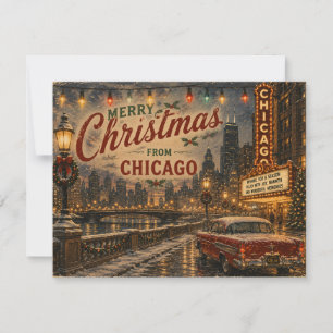 Carte de Noël de Chicago avec vue sur la skyline
