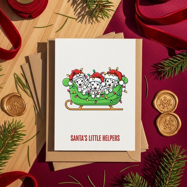 Carte de Noël de chien dalmate – Les aides de Sant (Créateur téléchargé)