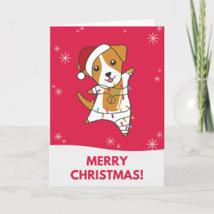 Carte de Noël de chien de Jack Russel d'animaux d'