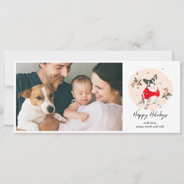 Carte de Noël de chien esquissé pour les Fêtes (Devant)