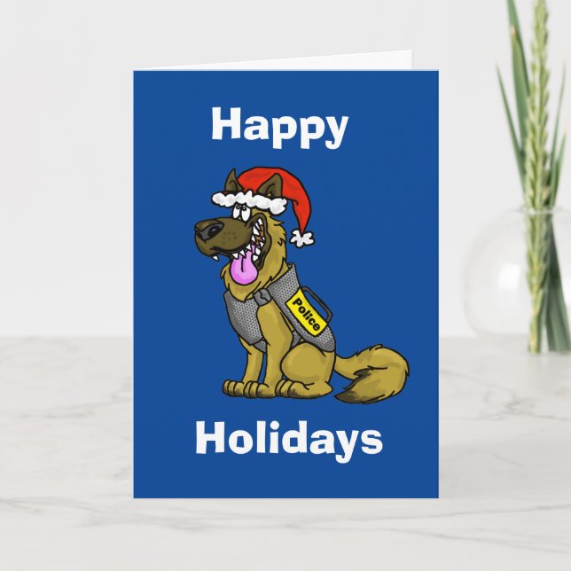 Carte de Noël de chien K-9 de la police (Devant)