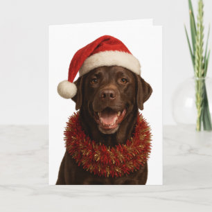 Carte de Noël de chien Labrador Retriever au choco
