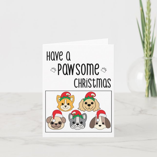 Carte de Noël de chien pawsome (Devant)