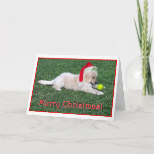 Carte de Noël de chiot de golden retriever pliée