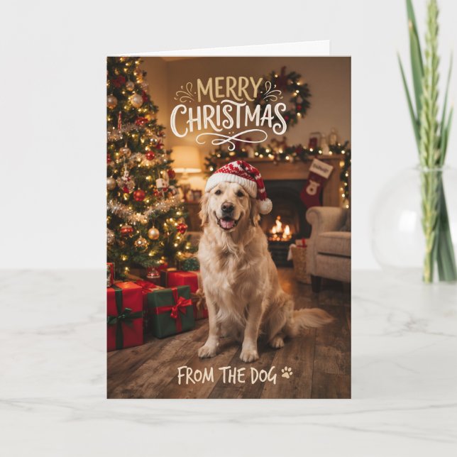 Carte de Noël de chiots par le chien (Devant)