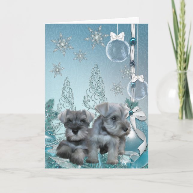 Carte de Noël de chiots schnauzer (Devant)