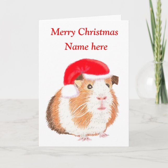 Carte de Noël de Cochon de Guinée, personnalisable (Devant)