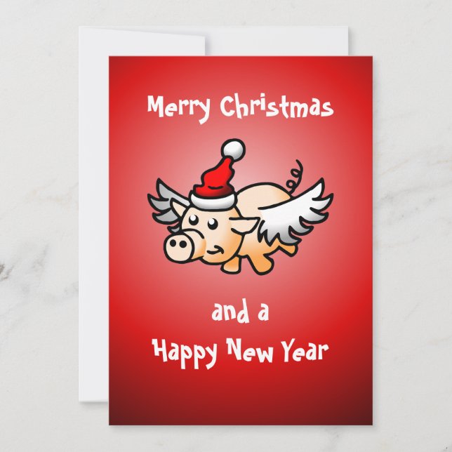 Carte de Noël de cochon volant (Devant)