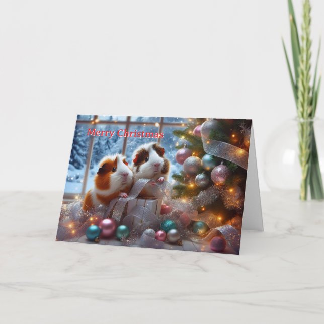 Carte de Noël de cochons d'Inde (message personnal (Devant)