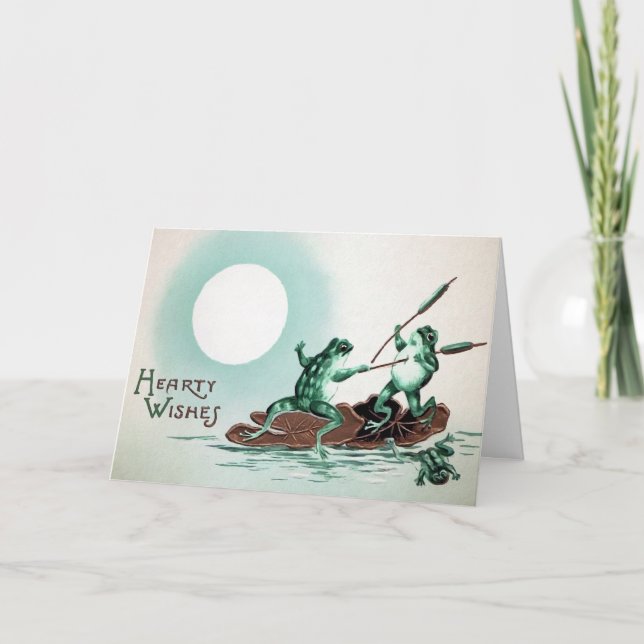 Carte de Noël de combat de grenouille victorienne (Devant)