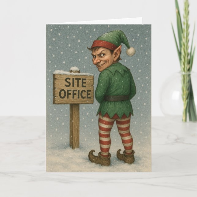 Carte de Noël de construction - lutin vilain ! (Devant)