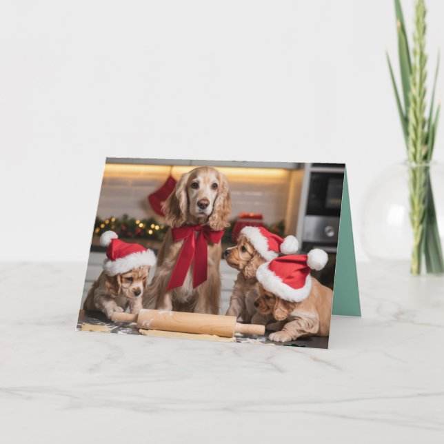 Carte de Noël de cookie de chien mignon Cocker Spa (Devant)