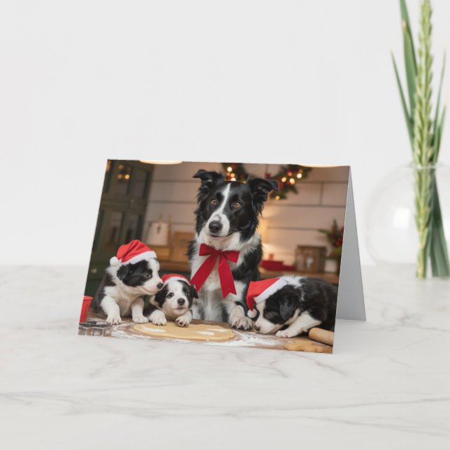 Carte de Noël de cookie mignon de Border Collie (Devant)