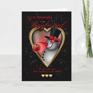 Carte de Noël de copain - Snowman In Heart