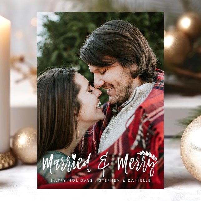 Carte de Noël de couples de jeunes mariés 'Mariés  (Créateur téléchargé)