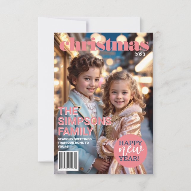 Carte de Noël de couverture de magazine unique (Devant)