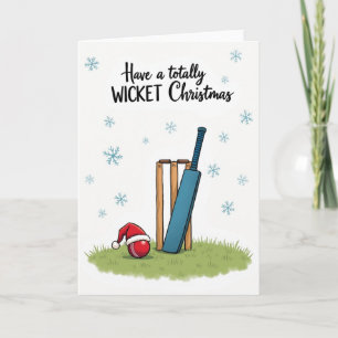 Carte de Noël de cricket Merry Wicket