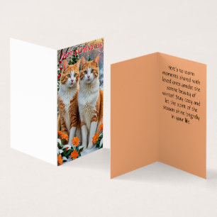 Carte de Noël de deux chats joyeux