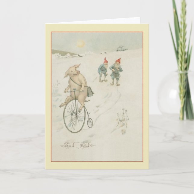 Carte de Noël de Dieu vintage scandinave Gnome Die (Devant)