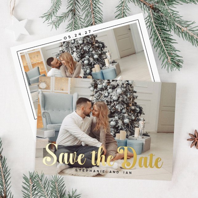 Carte de Noël de Faire-Part de Mariage en feuille  (Créateur téléchargé)
