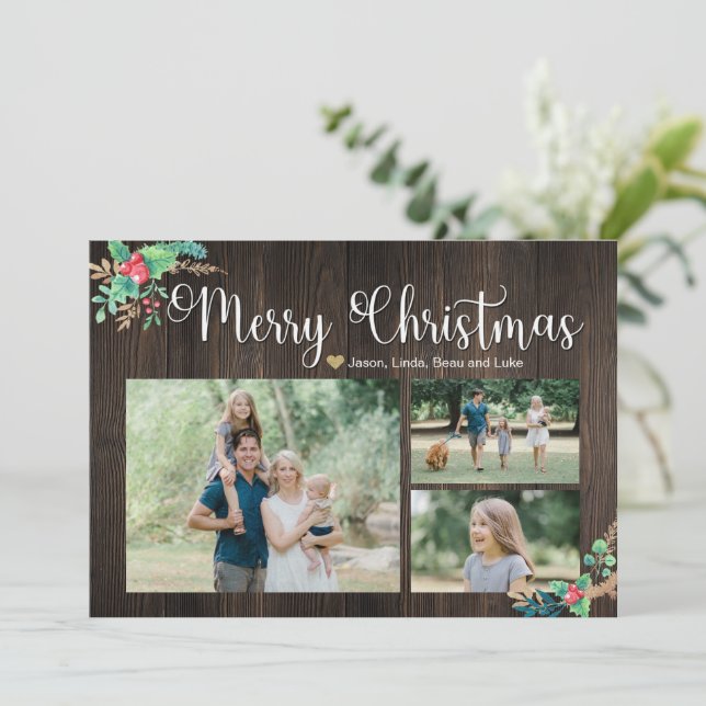 Carte de Noël de famille avec Holly (Debout devant)