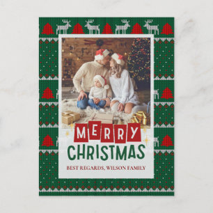Carte de Noël de famille avec pull tricoté