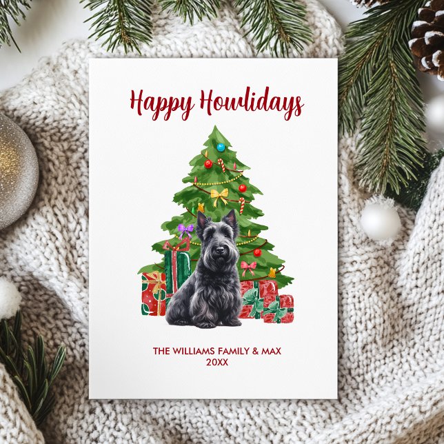Carte de Noël de famille avec Terrier Écossais (Créateur téléchargé)
