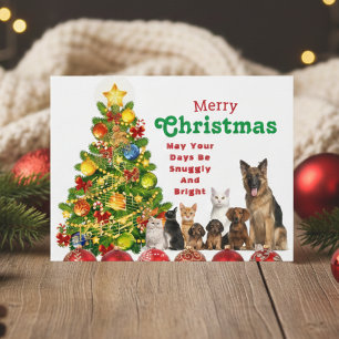 Carte de Noël de famille d'animaux
