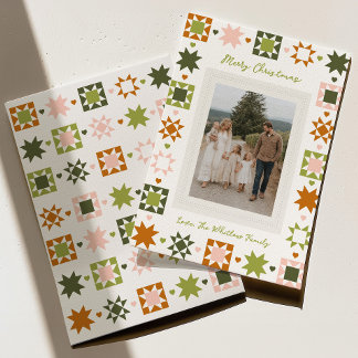 Carte de Noël de famille en patchwork coloré