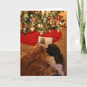 Carte de Noël de famille Golden Retriever