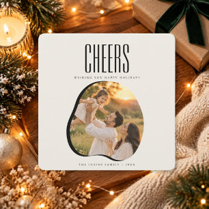 Carte de Noël de famille Minimaliste Cheers