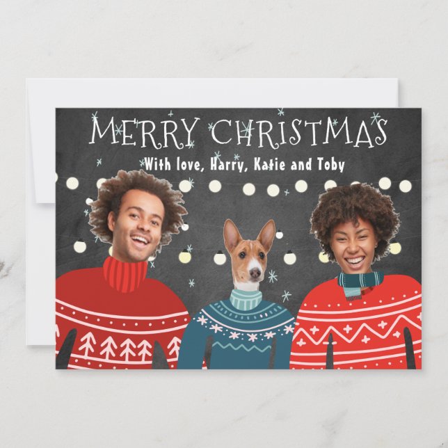 Carte de Noël de famille Pull Ugly , Carte de Noël (Devant)