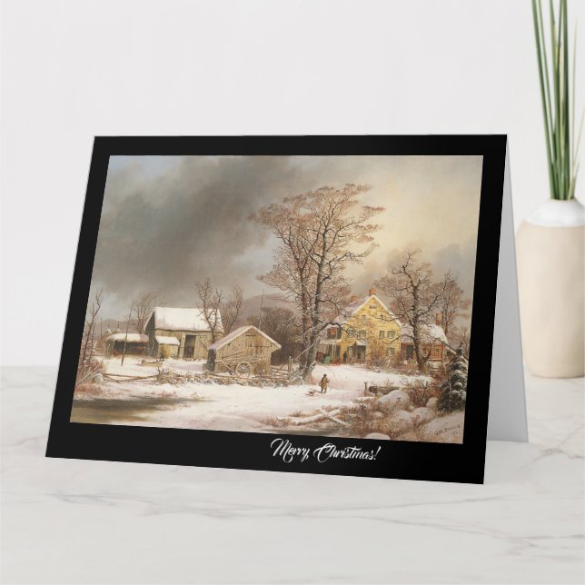 Carte de Noël de ferme Country Jésus Écritures Gra (Devant)