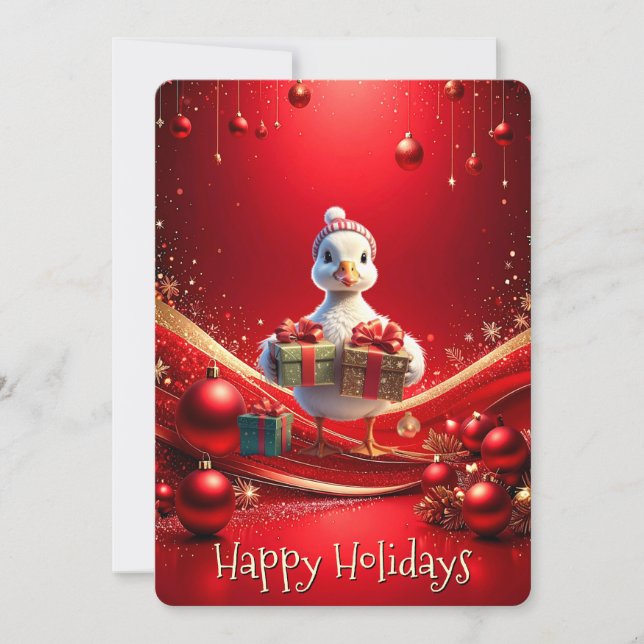 Carte de Noël de fête de canard mignon (Devant)