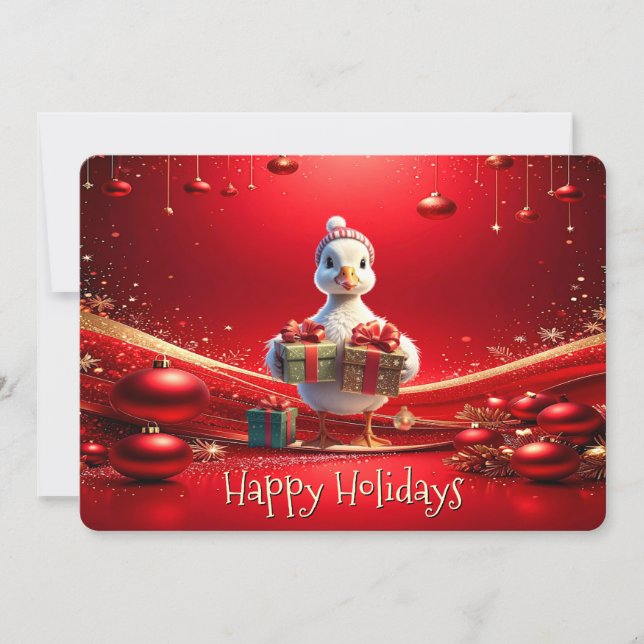 Carte de Noël de fête de canard mignon (Devant)