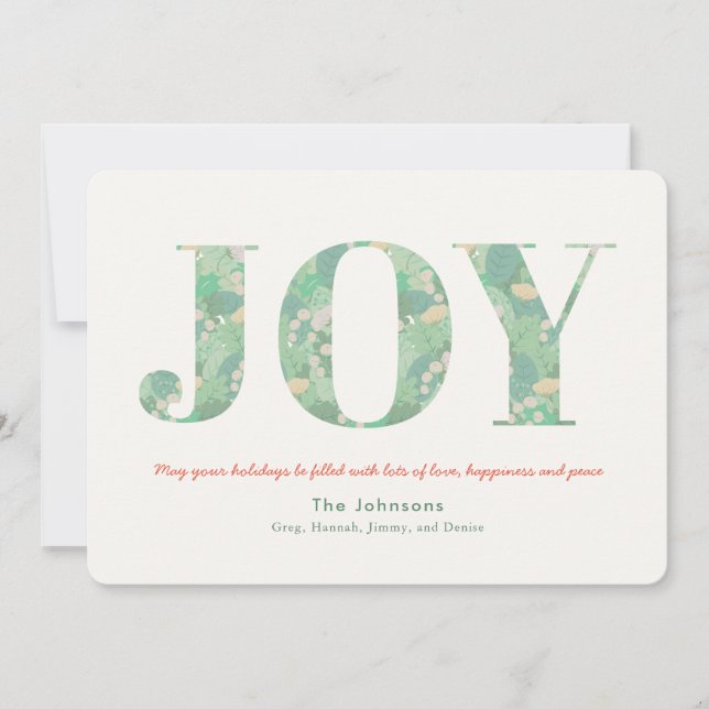 Carte de Noël de fêtes de fin d'année JOY avec feu (Devant)