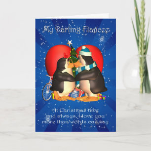 Carte de Noël de fiancée avec le coeur de baiser