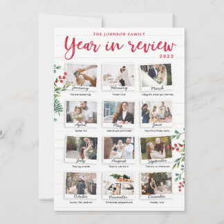 Carte de Noël de fin d'année avec photos mensuelle